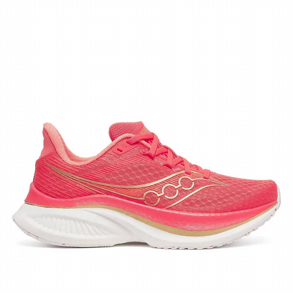 NEW SAUCONY women's endorphin speed 5 running shoes in coral/salmon